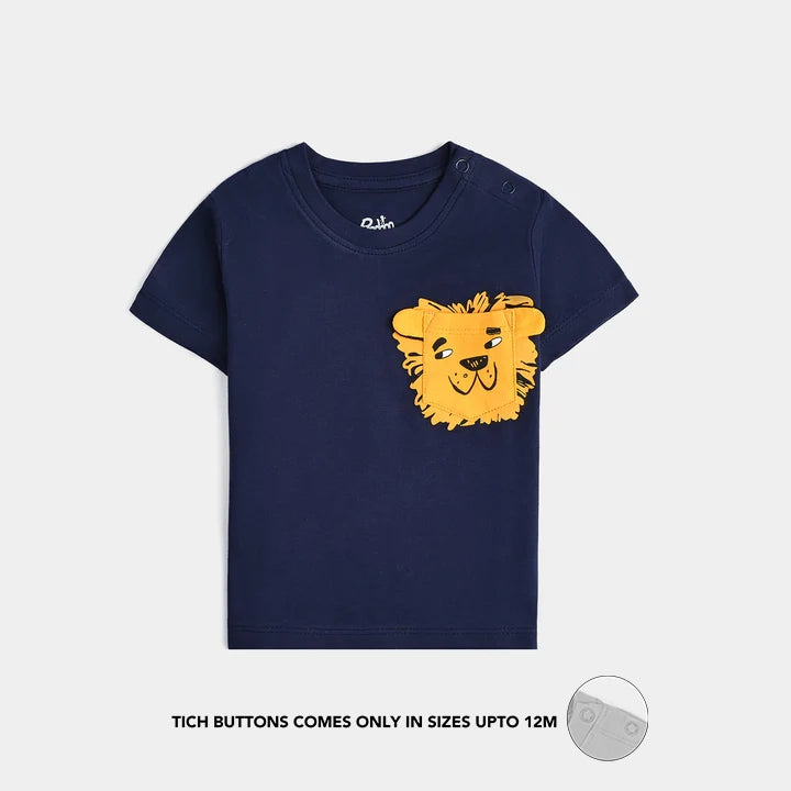 Infant Boys Cotton Jersey T-Shirt Lion-Navy Blue