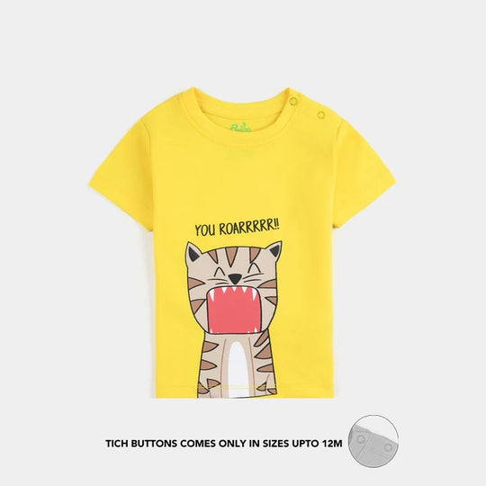 Infant Boys Cotton Jersey T-Shirt You Roar-Cyber. Yellow