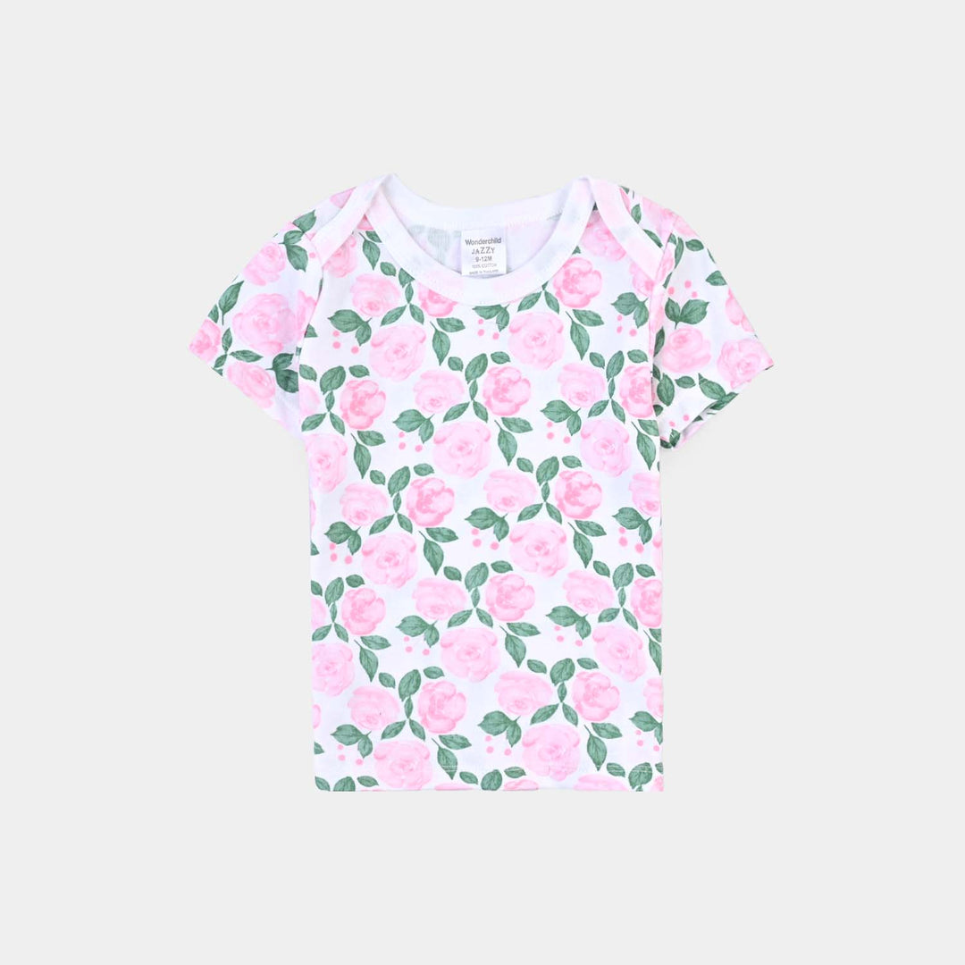 Infant Girls Cotton Interlock Set -Pink/White