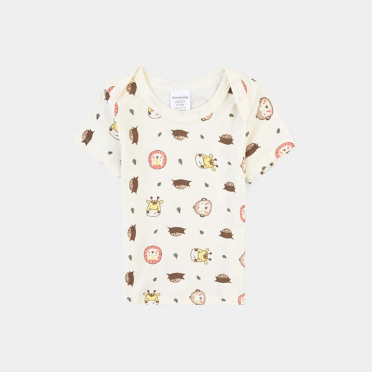 Infant Boys Cotton Interlock Set-Beige/Green