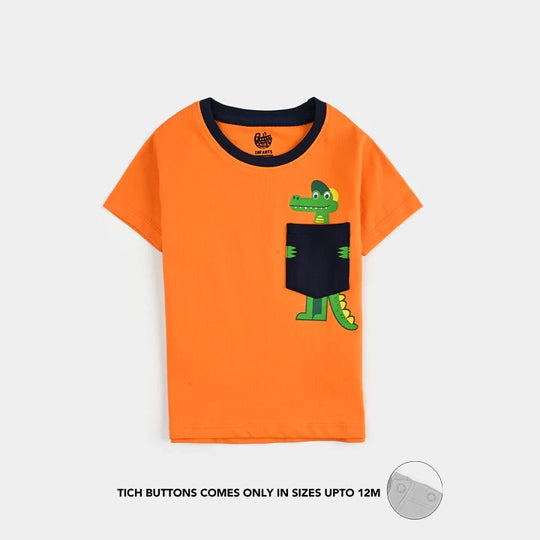 Infant Boys Cotton Jersey T-Shirt - Green/Black