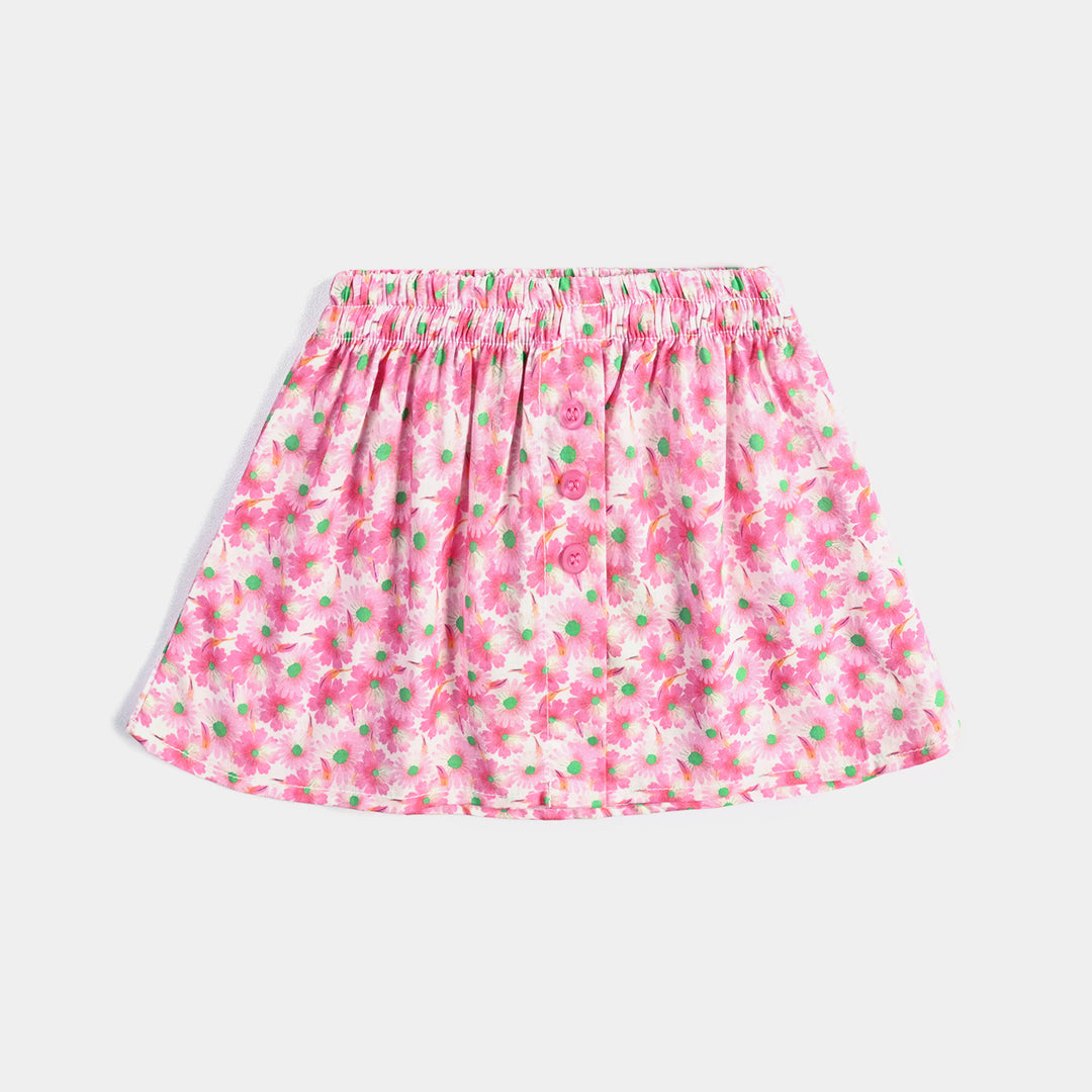 Infant Girls Cotton Poplin Short Skirt Pink Daisy-Pink