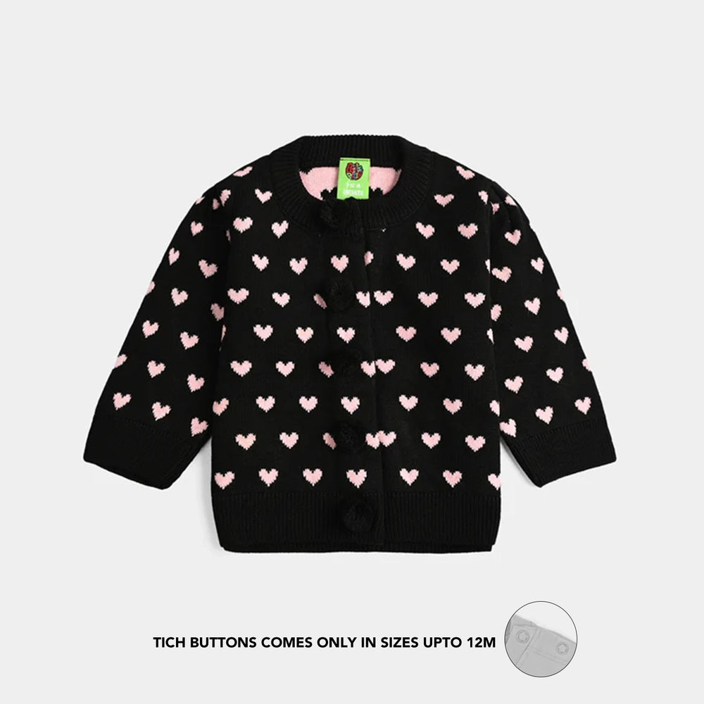 Infant Girls Acrylic Suit-Jacquard Heart-Multi