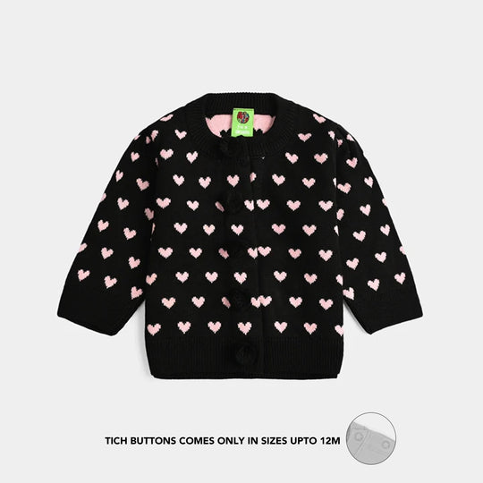 Infant Girls Acrylic Suit-Jacquard Heart-Multi