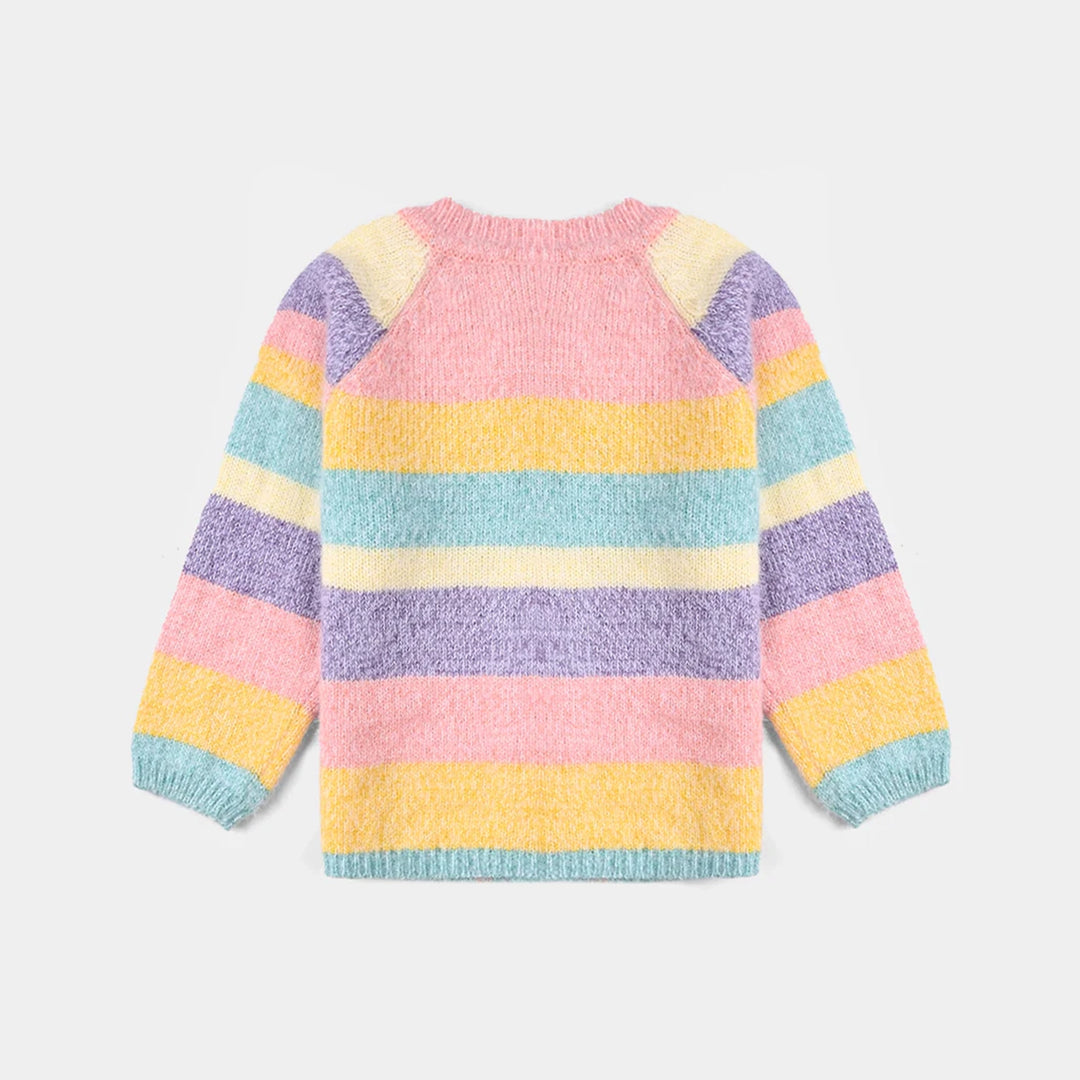 Infant Girls Acrylic-Feather Lurex Sweater-Multi Feather - Multi
