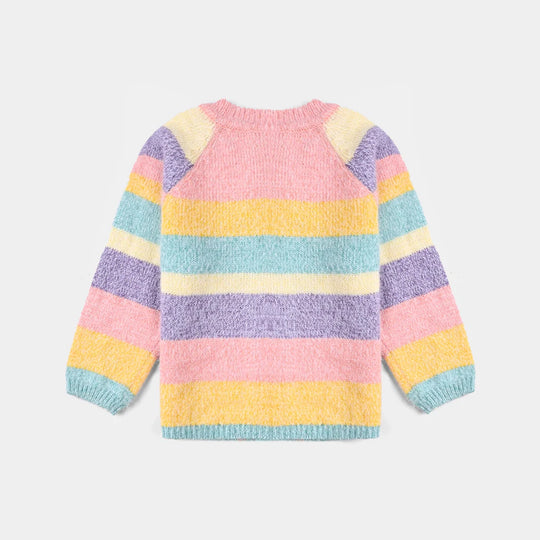 Infant Girls Acrylic-Feather Lurex Sweater-Multi Feather - Multi