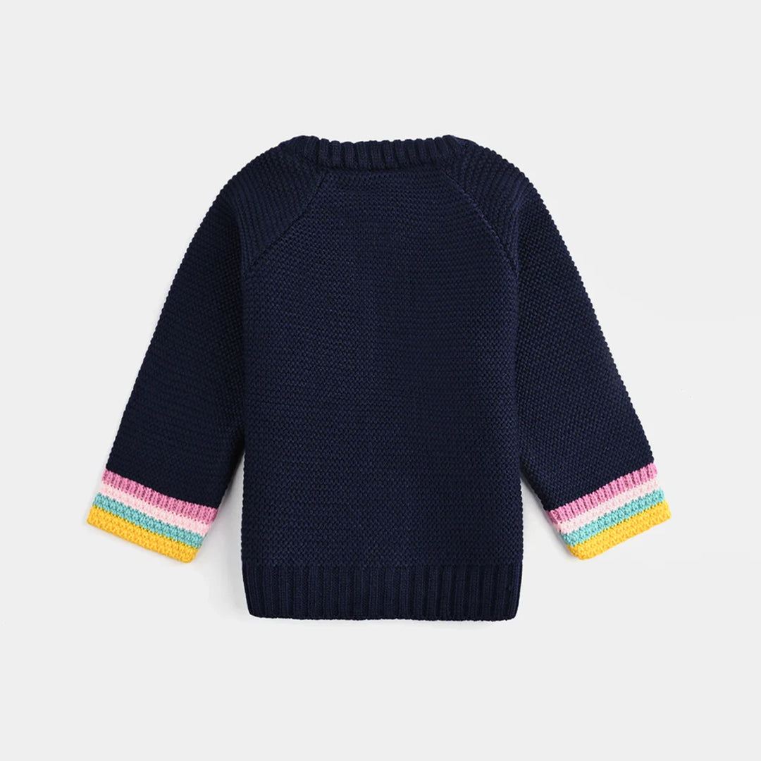 Infant Girls Acrylic Sweater-Rainbow - NAVY