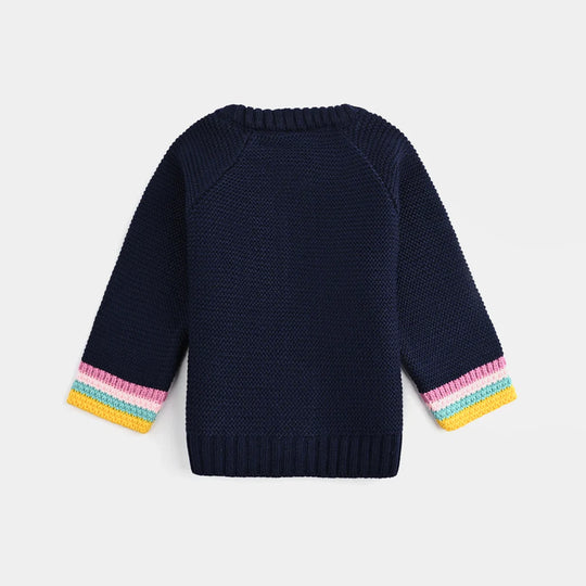 Infant Girls Acrylic Sweater-Rainbow - NAVY