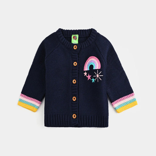Infant Girls Acrylic Sweater-Rainbow - NAVY