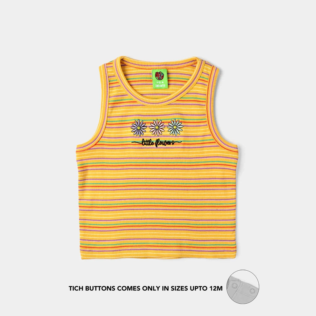 Infant Girls Yard Dyed Rib Sando Little Flower-Citrus