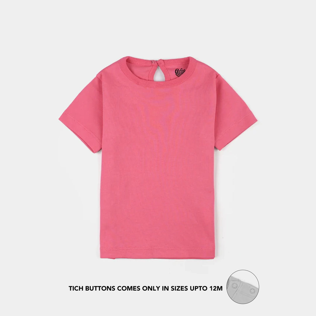Infant Girls Cotton Jersey T-Shirt Basic - Hot Pink