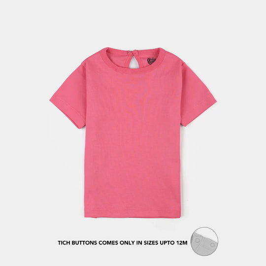 Infant Girls Cotton Jersey T-Shirt Basic - Hot Pink