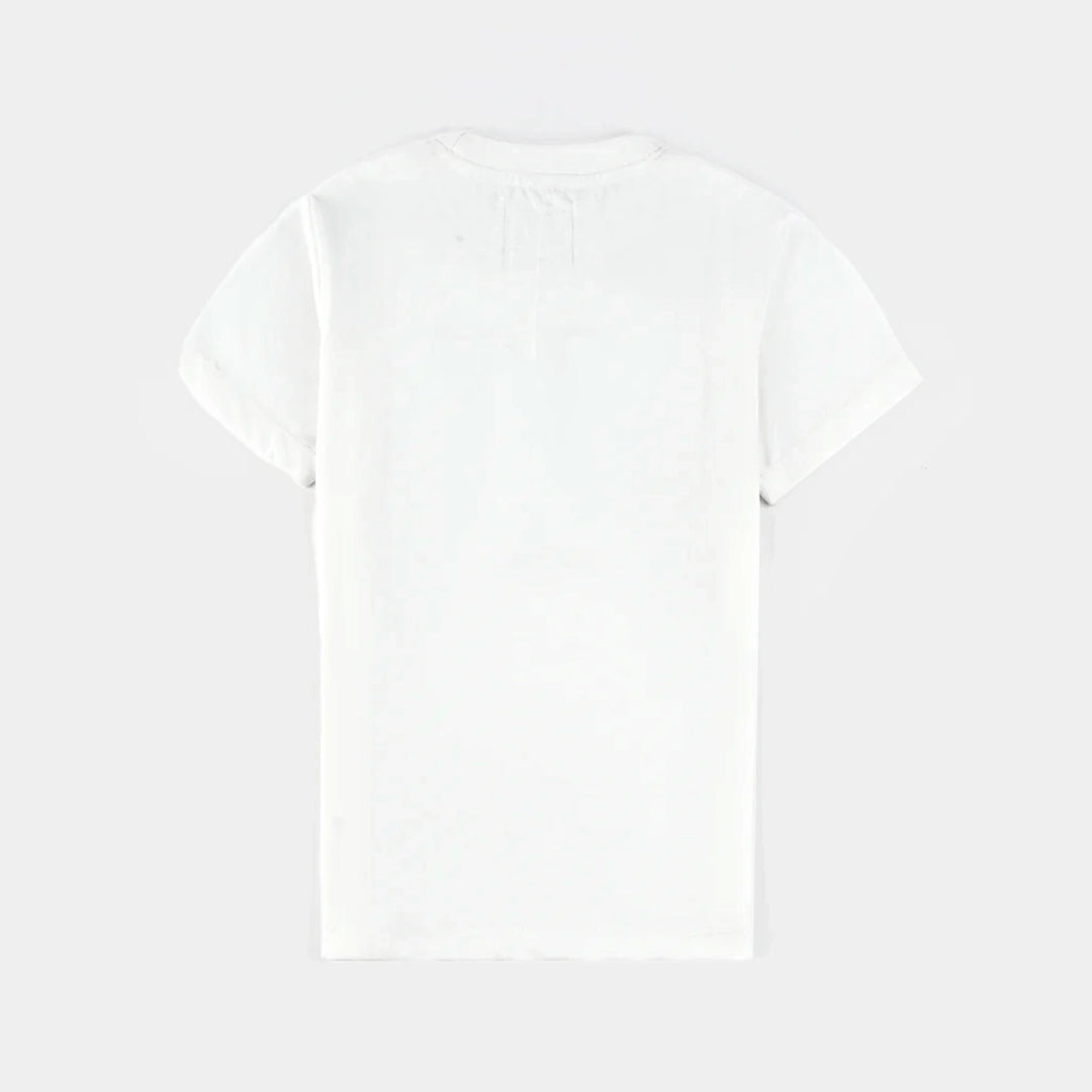Unisex Poly Cotton Jersey T-Shirt H/S SEQUINS FLAG-Snow White