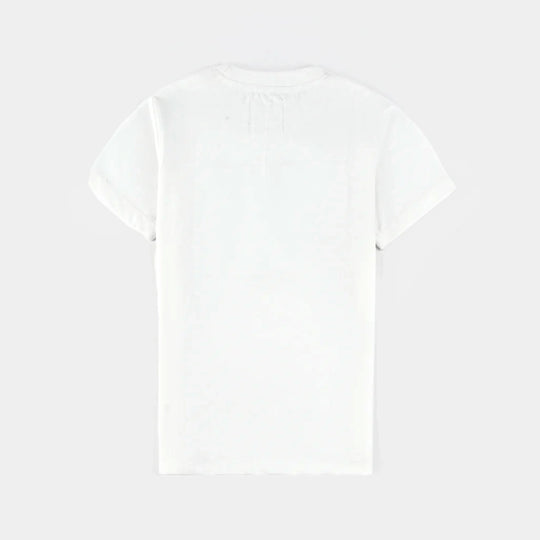 Unisex Poly Cotton Jersey T-Shirt H/S SEQUINS FLAG-Snow White