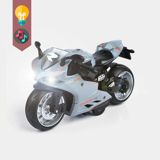 Pull Back Motorcycle With Light & Sound For Kids