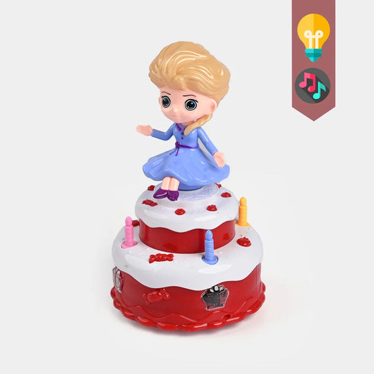 Rotate Cake Girl Doll With Light & Music