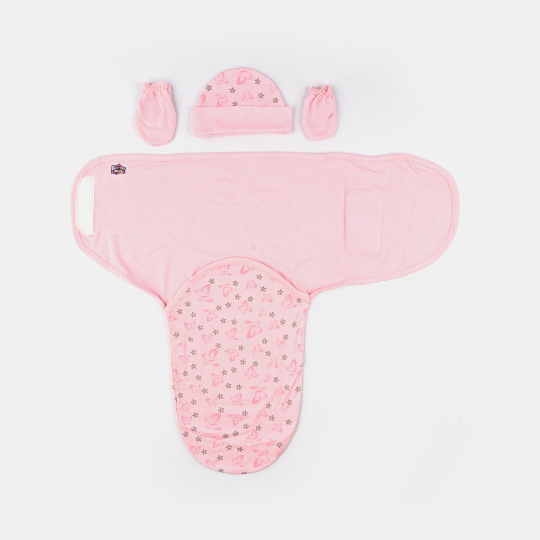 Baby Swaddle with Cap & Mittens Set