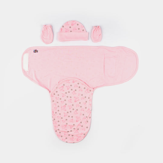 Baby Swaddle with Cap & Mittens Set