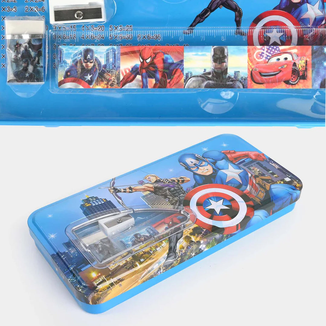 Cartoon-Themed Metal Pencil Box with Stationery Set