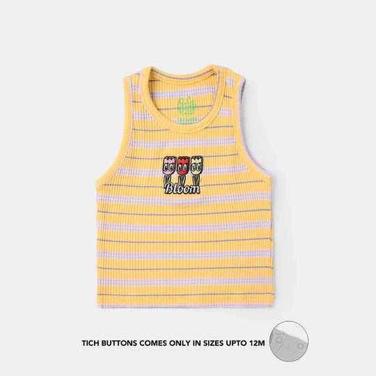 Infant Girls 2x1 Rib Sando Stripes - Bloom