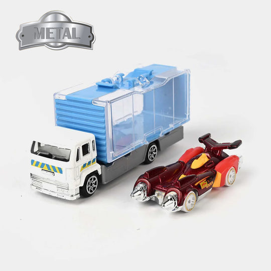 Mini Metal Container Truck with Die-Cast Car