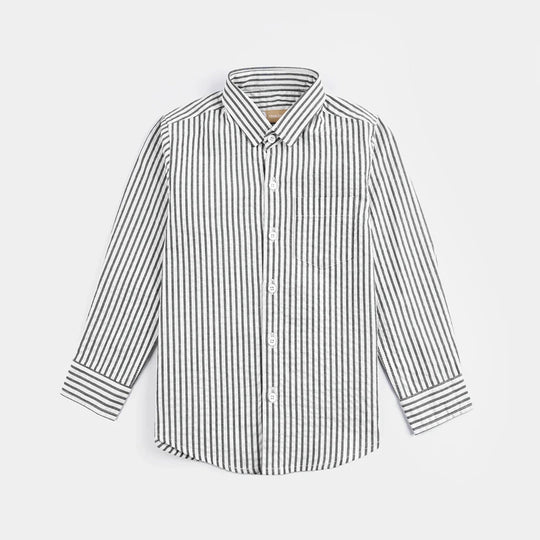 Boys Yarn Dyed Shirt F/S (Ready To Explore) - G/Stripe