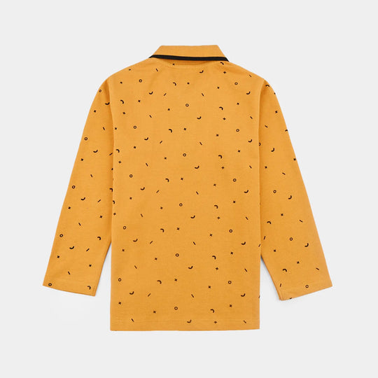 Boys Jumbo Pique Polo F/S Shapes-Sun Flower