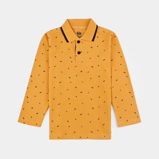Boys Jumbo Pique Polo F/S Shapes-Sun Flower