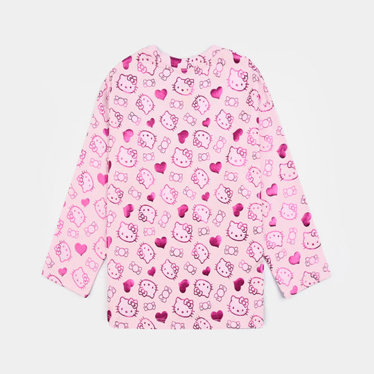 Girls Lycra Jersey T-Shirt F/S Pink Kitty - Candy.Pink