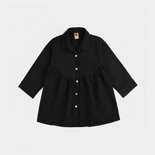 Girls Poly Mesh Casual Top Blended - BLACK