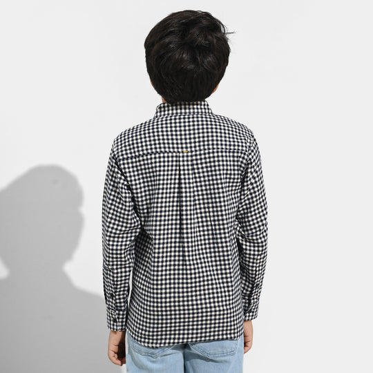 Boys Flannel Shirt (Skater) - White Check