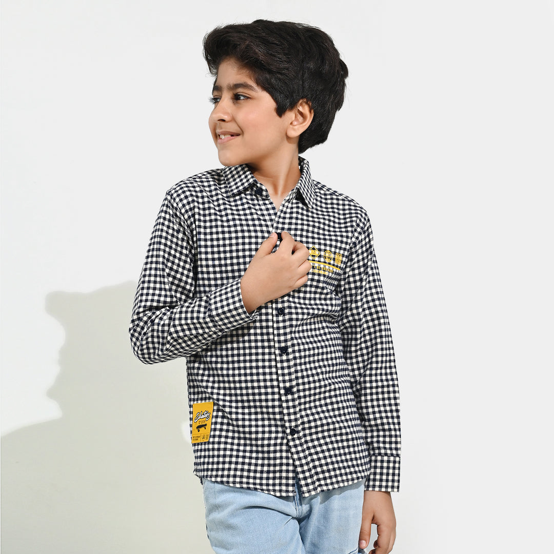 Boys Flannel Shirt (Skater) - White Check