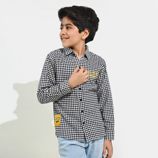 Boys Flannel Shirt (Skater) - White Check