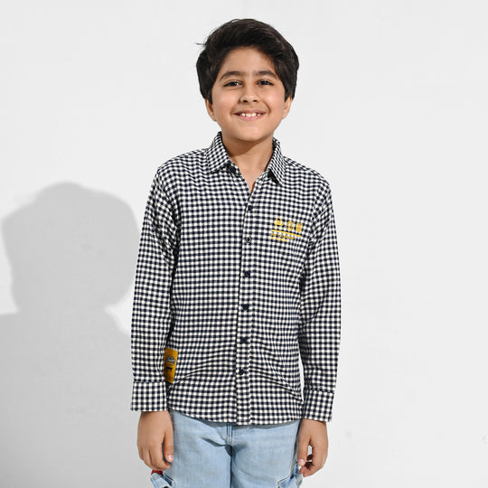 Boys Flannel Shirt (Skater) - White Check