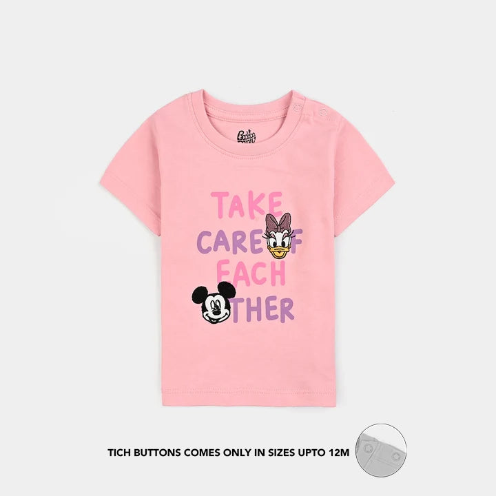 Infant Girls Cotton Jersey T-Shirt H/S Each Other-Candy Pink