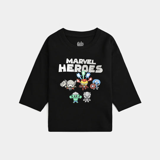 Infant Boys Cotton Jersey T-Shirt F/S Heroes-BLACK