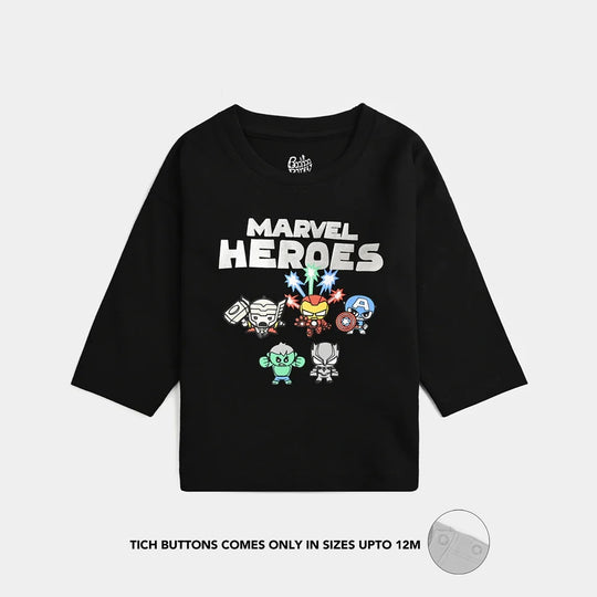 Infant Boys Cotton Jersey T-Shirt Heroes - Black