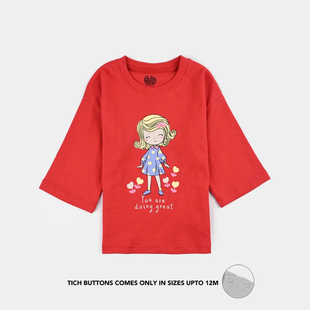 Infant Girls Cotton Jersey T-Shirt - Red
