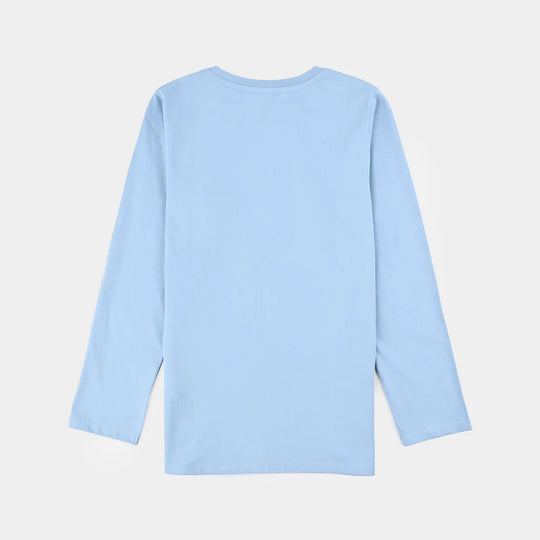 Girls Cotton Jersey T-Shirt F/S Let It Snow - Blue Bell