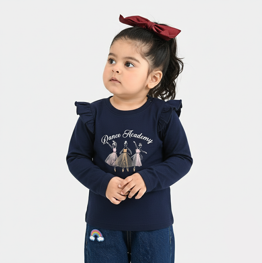 Infant Girls Cotton Jersey T-Shirt F/S Dance Academy-NAVY