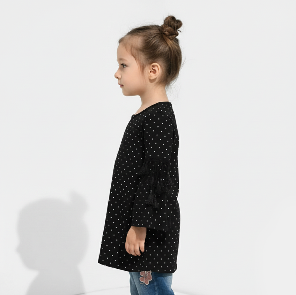 Girls Georgette Casual Top Black Star Dust