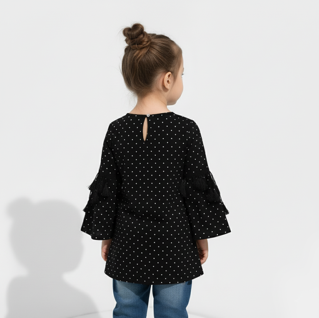 Girls Georgette Casual Top Black Star Dust