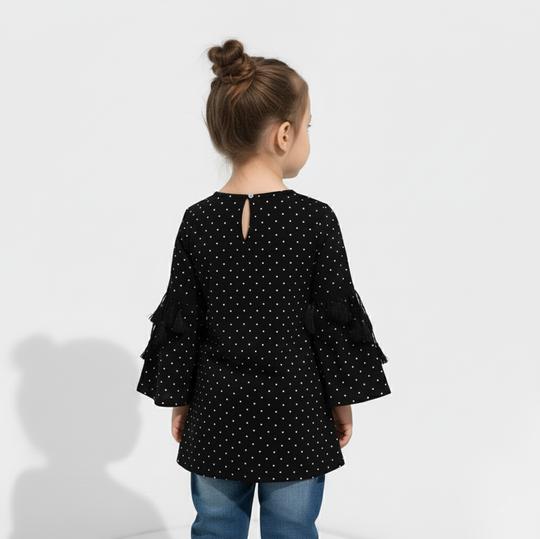 Girls Georgette Casual Top Black Star Dust
