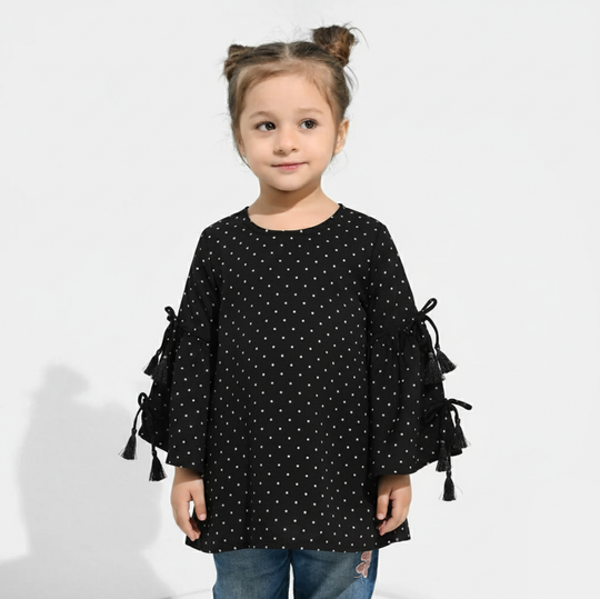 Girls Georgette Casual Top Black Star Dust
