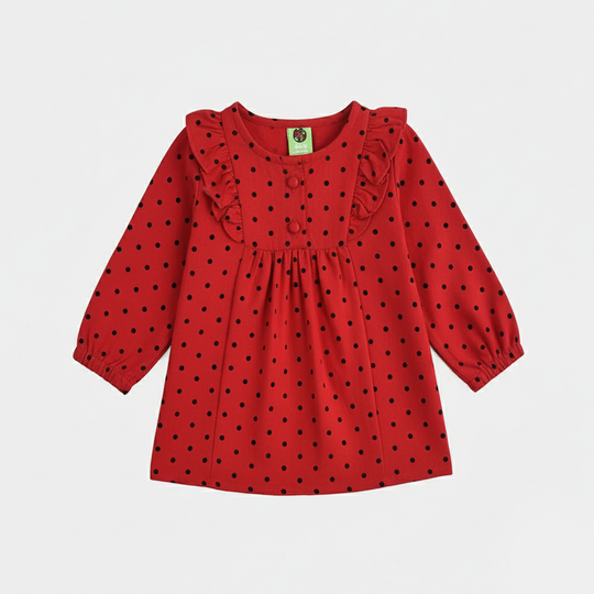 Girls Cotton Casual Top Polka Dot-Red