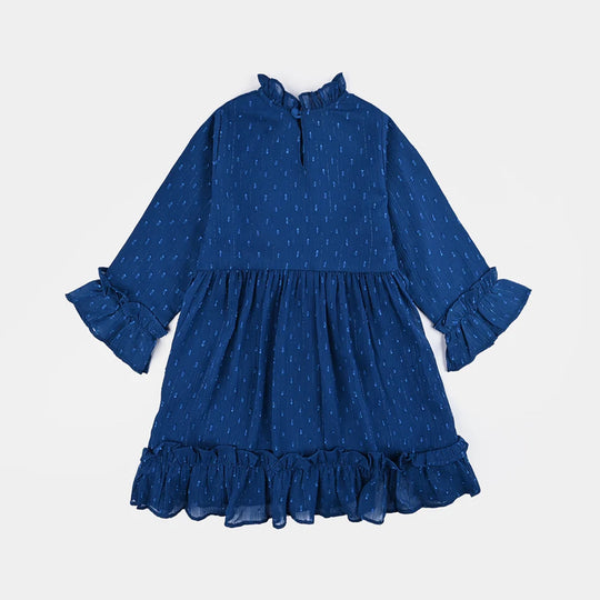 Girls Chiffon Casual Frock - Blue