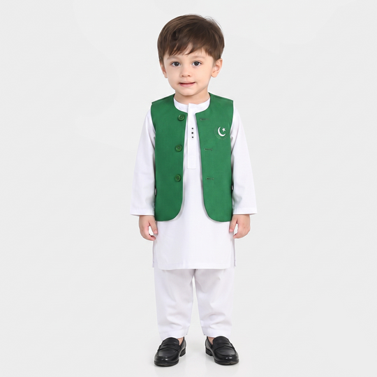 Infant Boys (Azadi) 3 Piece Suit – White