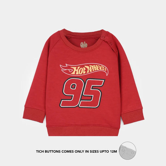 Infant Boys Cotton Interlock Suit (HOT WHEELS) - Red