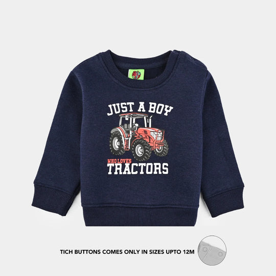 Infant Boys Fleece Sweatshirt (Just a boy) - Navy