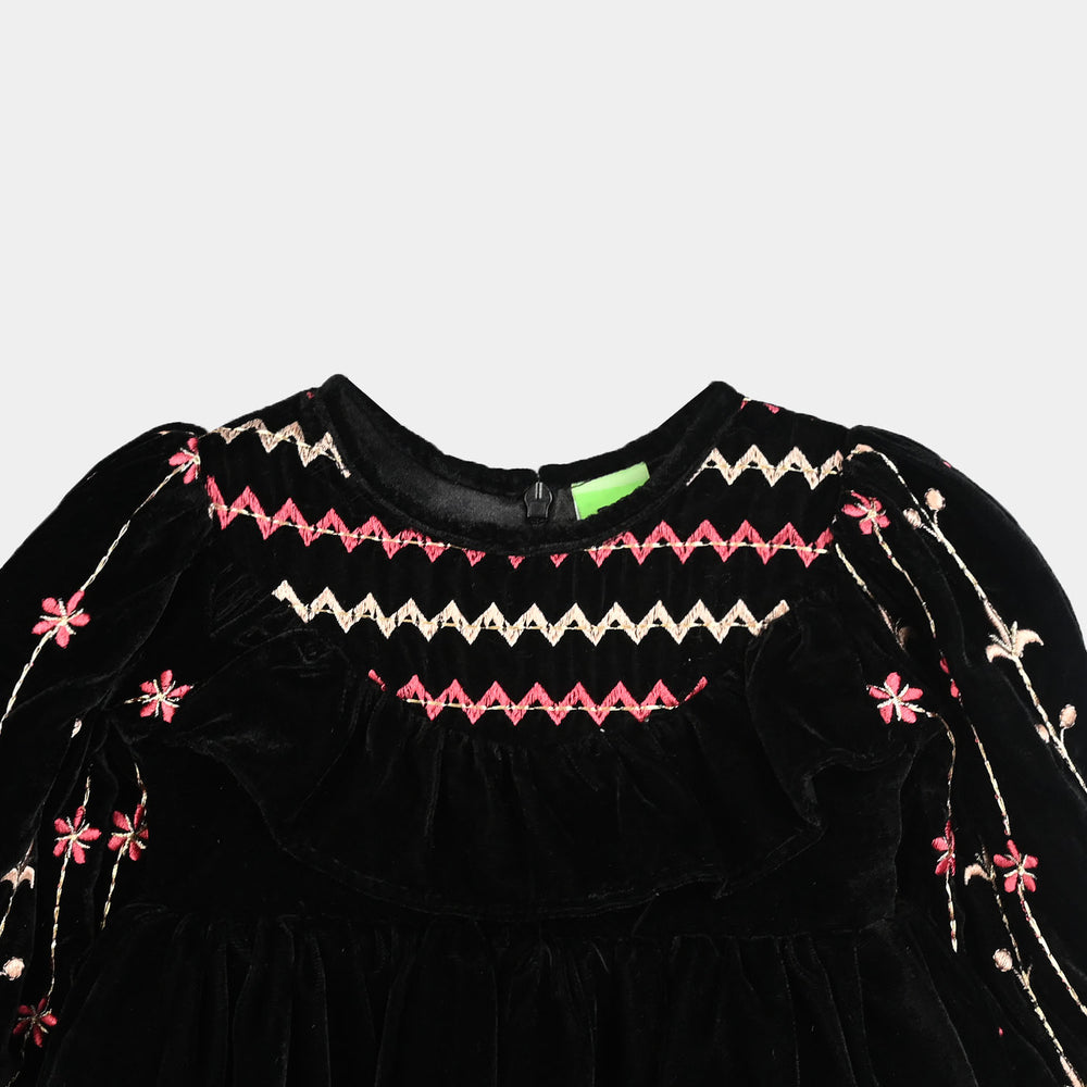 Infant Girls Velvet Fancy Frock-Grace-BLACK